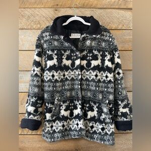 Real Comfort Fleece Coat Women's Nordic Deer Size Medium Jacket Vintage